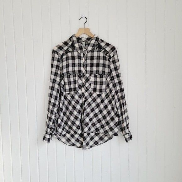 Free People Tops - Free People Medium Buffalo Check Button Front Casual Long Sleeve Shirt